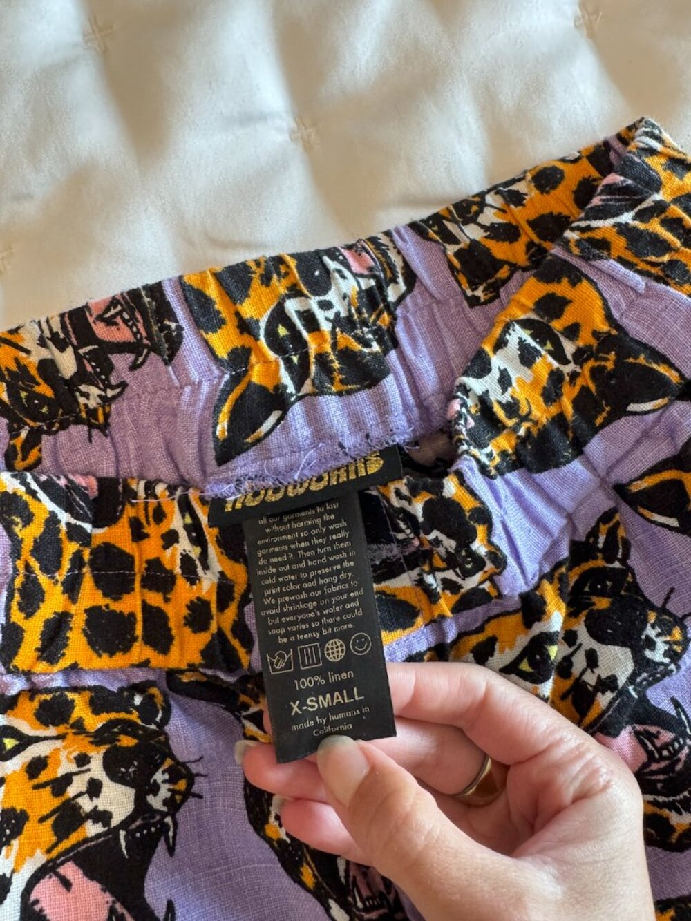 Nooworks Linen Catalina Pant Cheetah Head Size XS - Picture 3 of 5